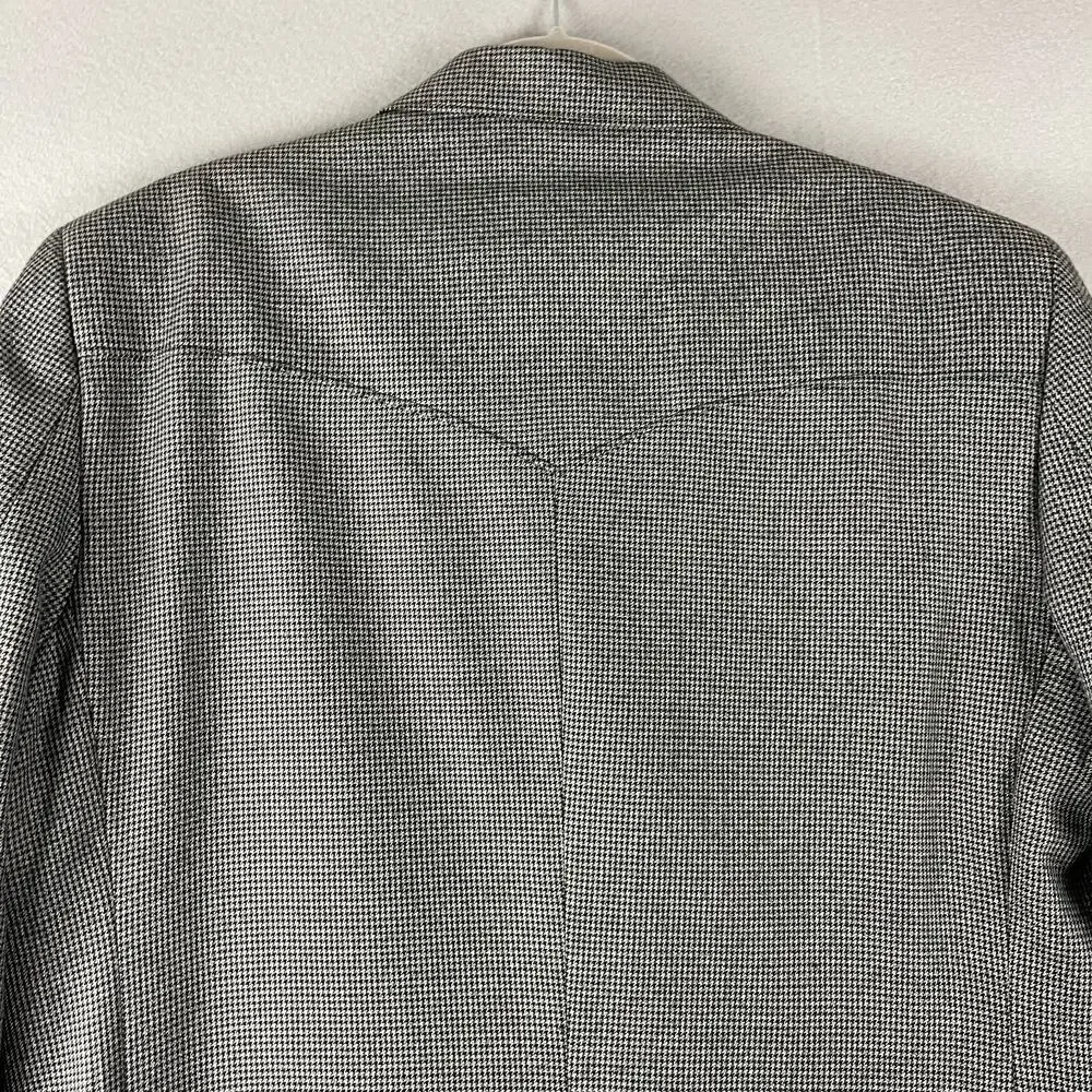 Circle S Houndstooth Western Blazer Sport Coat Mens 44R Gray Elbow Patch‎ Cowboy
